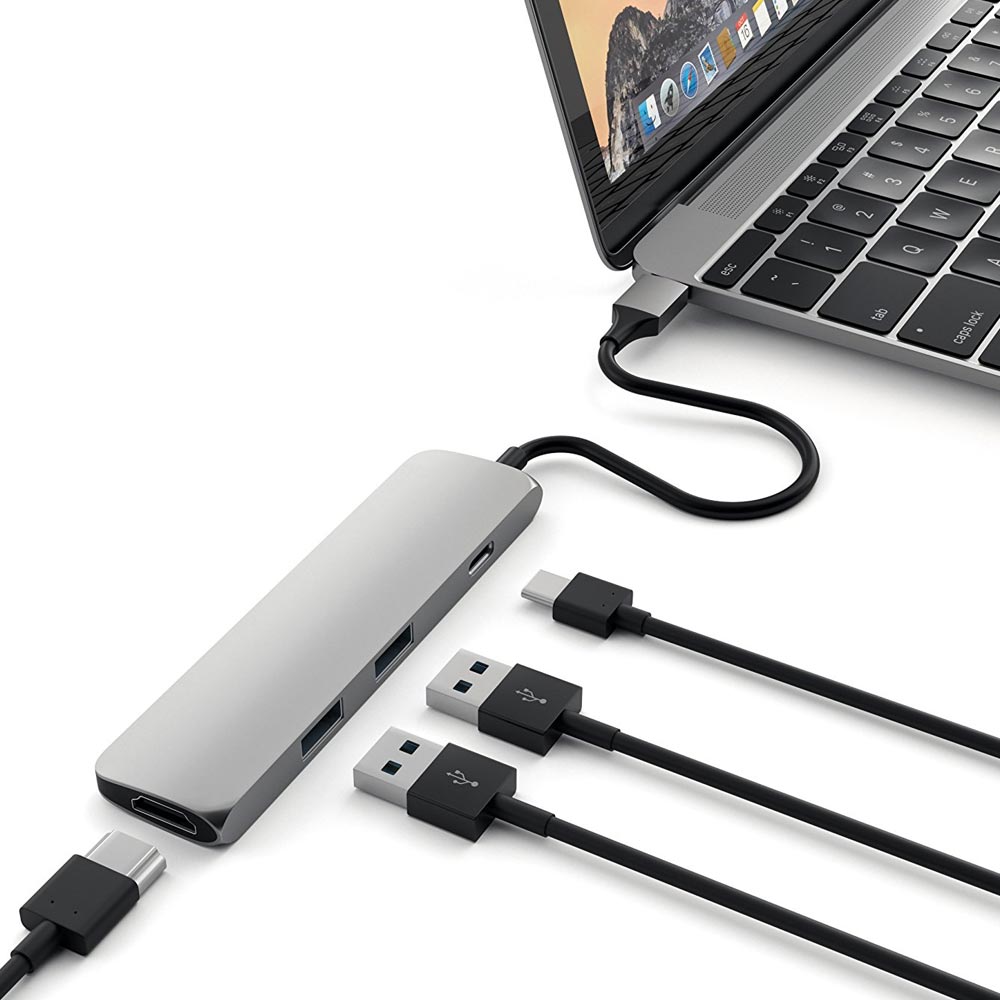 Satechi Slim Aluminum Type-C Multi-Port Adapter - Space Gray