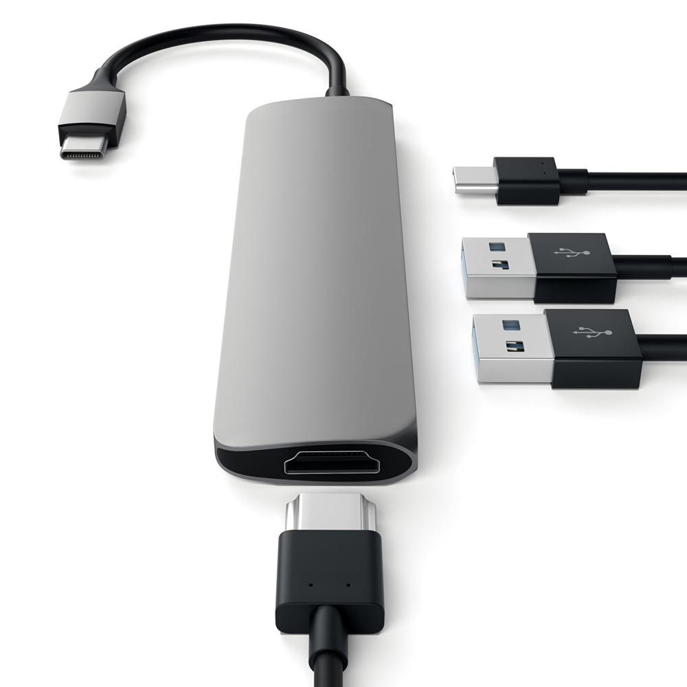 Satechi Slim Aluminum Type-C Multi-Port Adapter - Space Gray