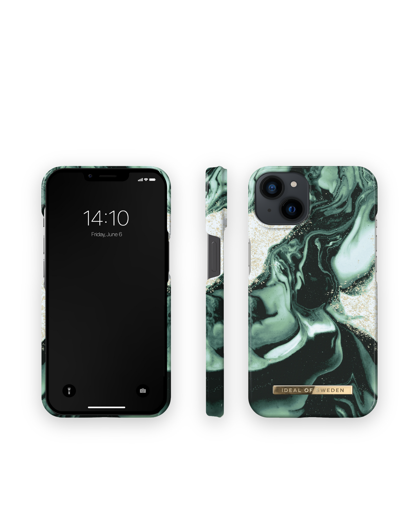 iDeal of Sweden Fashion Case iPhone 14 - Golden Olive Marble