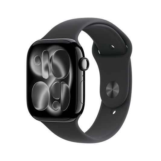 Apple Watch Series 11 GPS 46mm Jet Black Aluminium Case with Black Sport Band - M/L