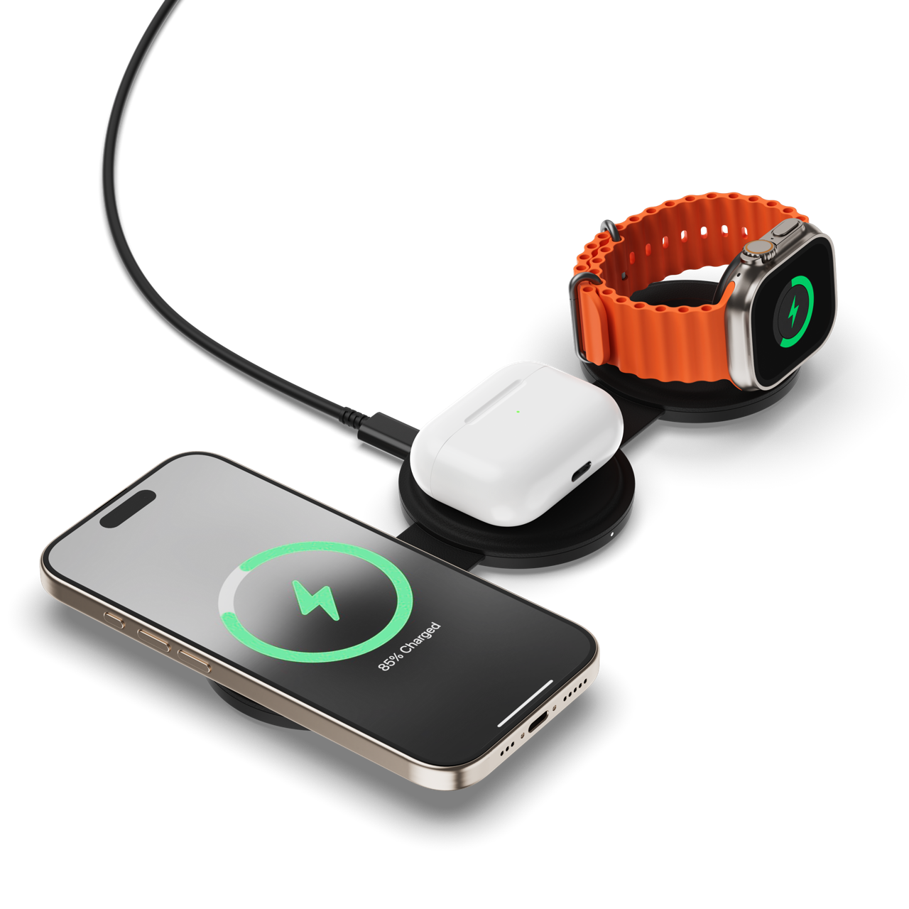 Satechi OntheGo 3-in-1 Wireless Charger - Black