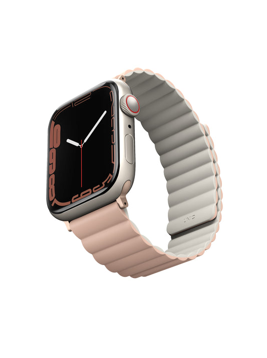 Uniq Revix Magnetic Silicone Band for Apple Watch 45/44/42mm - Pink/Beige