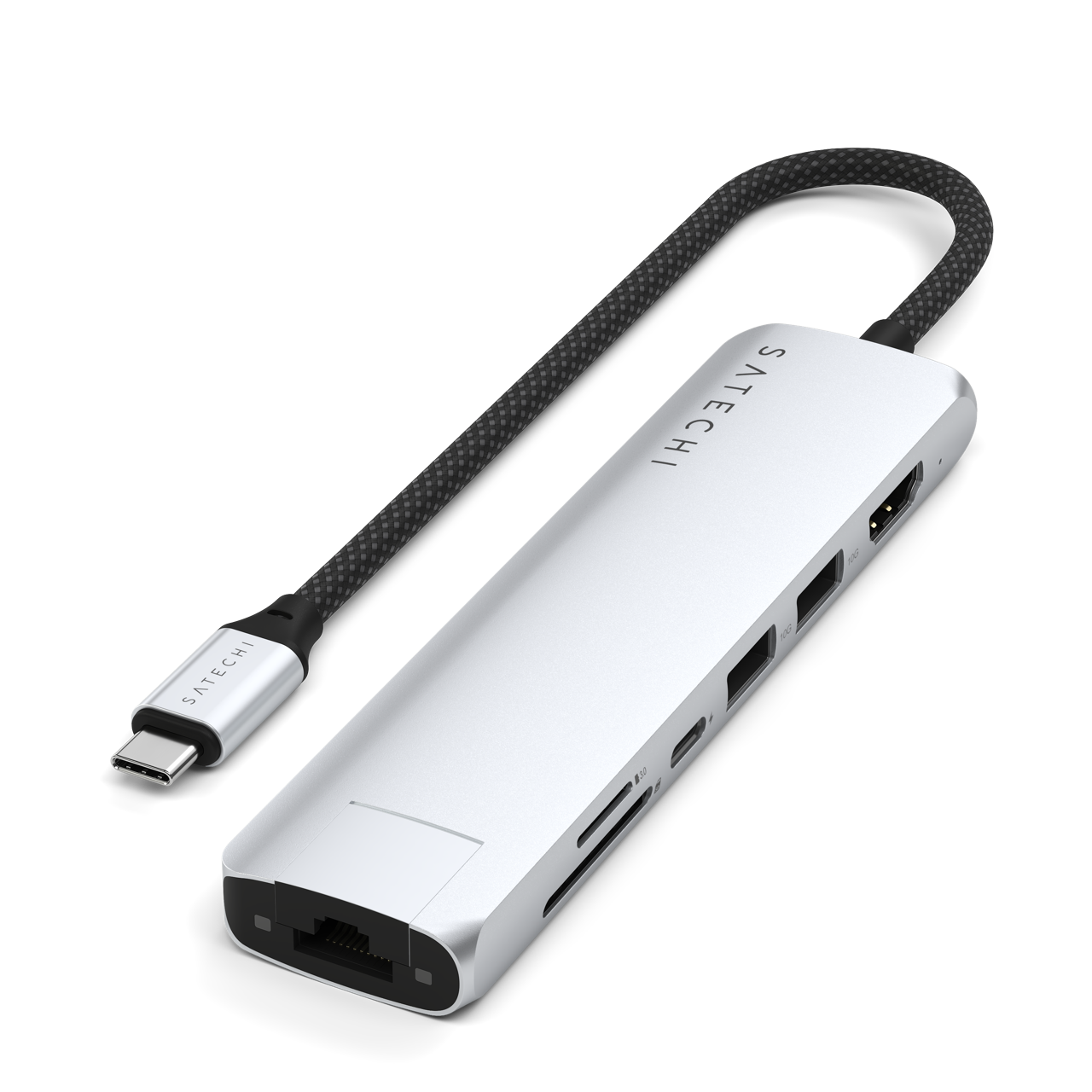 Satechi 7-in-1 USB-C Slim Multiport Adapter with Ethernet - Silver