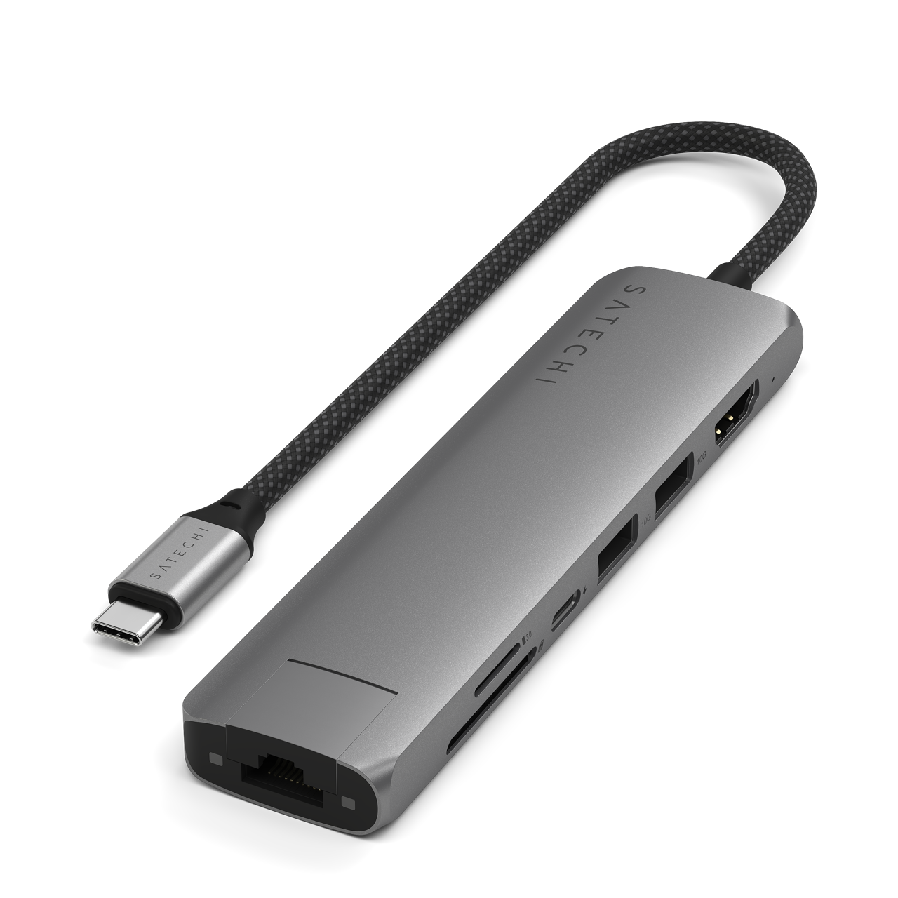 Satechi 7-in-1 USB-C Slim Multiport Adapter with Ethernet - Space Grey