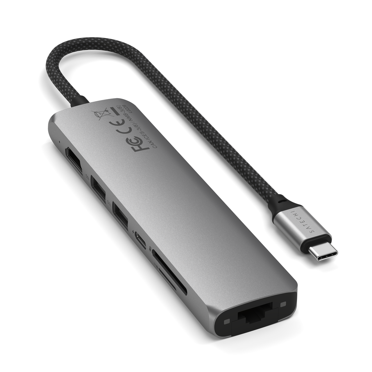 Satechi 7-in-1 USB-C Slim Multiport Adapter with Ethernet - Space Grey