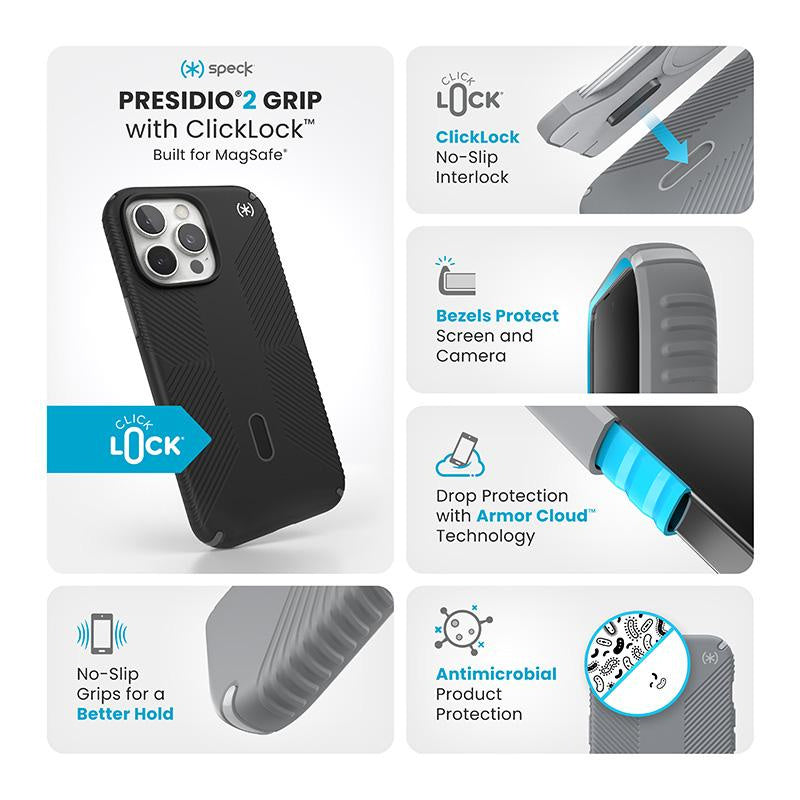 Speck Presidio 2 Grip Click Lock iPhone 16 Pro Max - Black