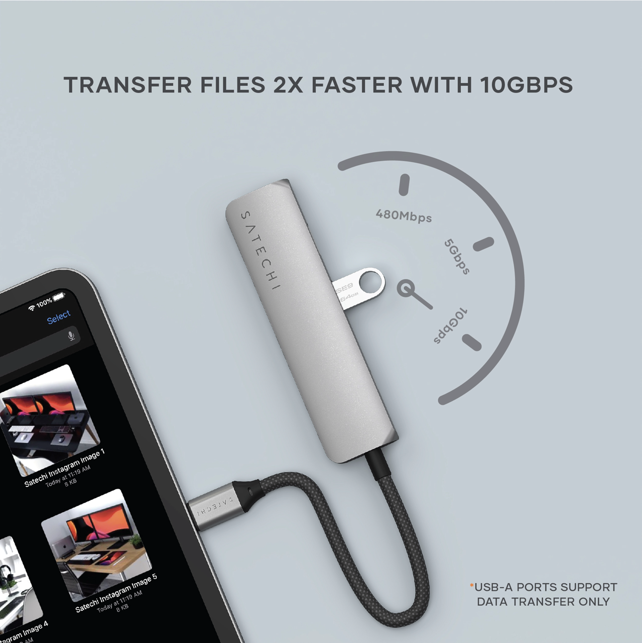 Satechi 4-in-1 USB-C Slim Multiport Adapter 4K - Space Grey