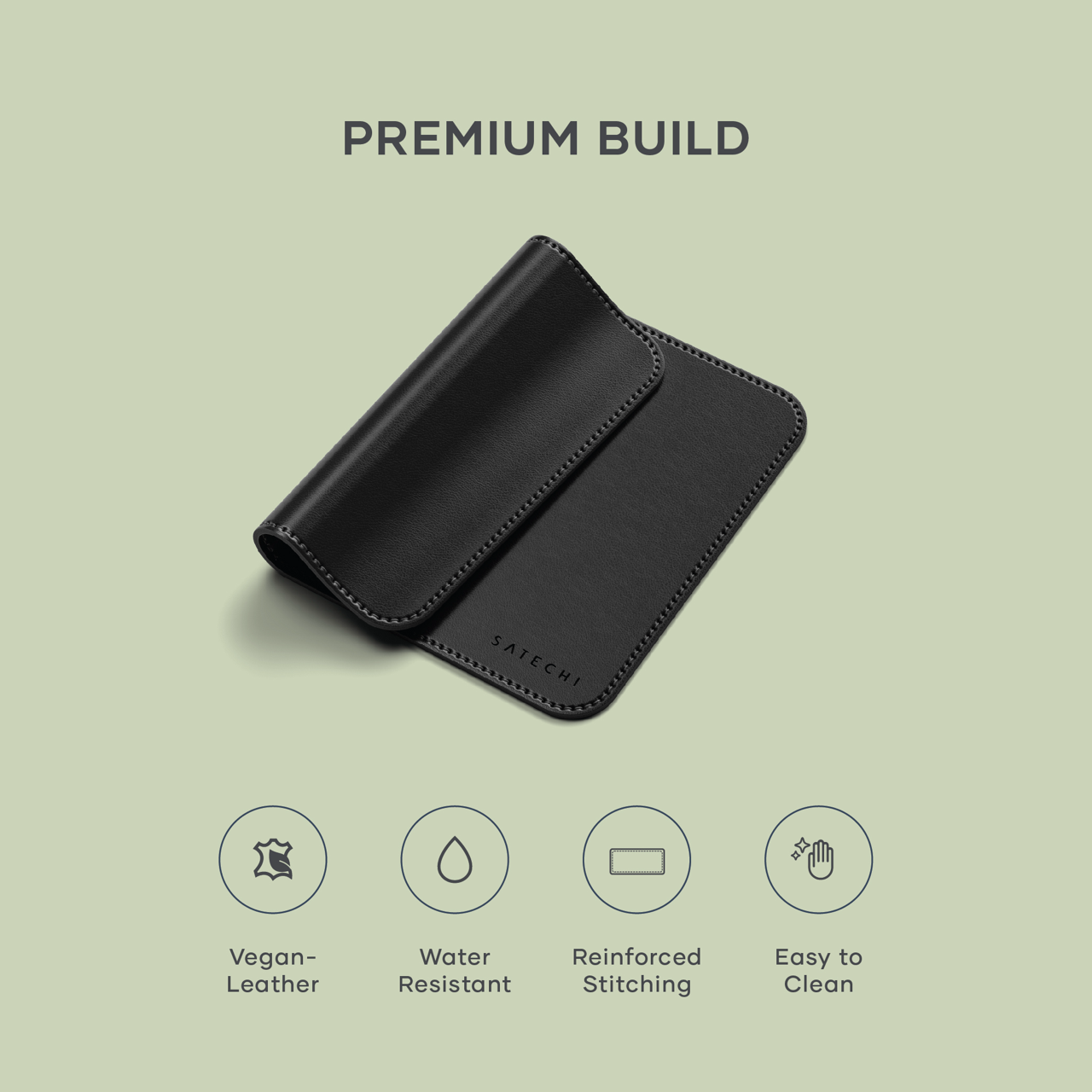Satechi Vegan - Leather Premium Mouse Mat - Black
