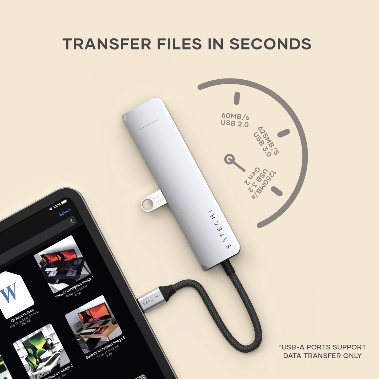 Satechi 7-in-1 USB-C Slim Multiport Adapter with Ethernet - Silver