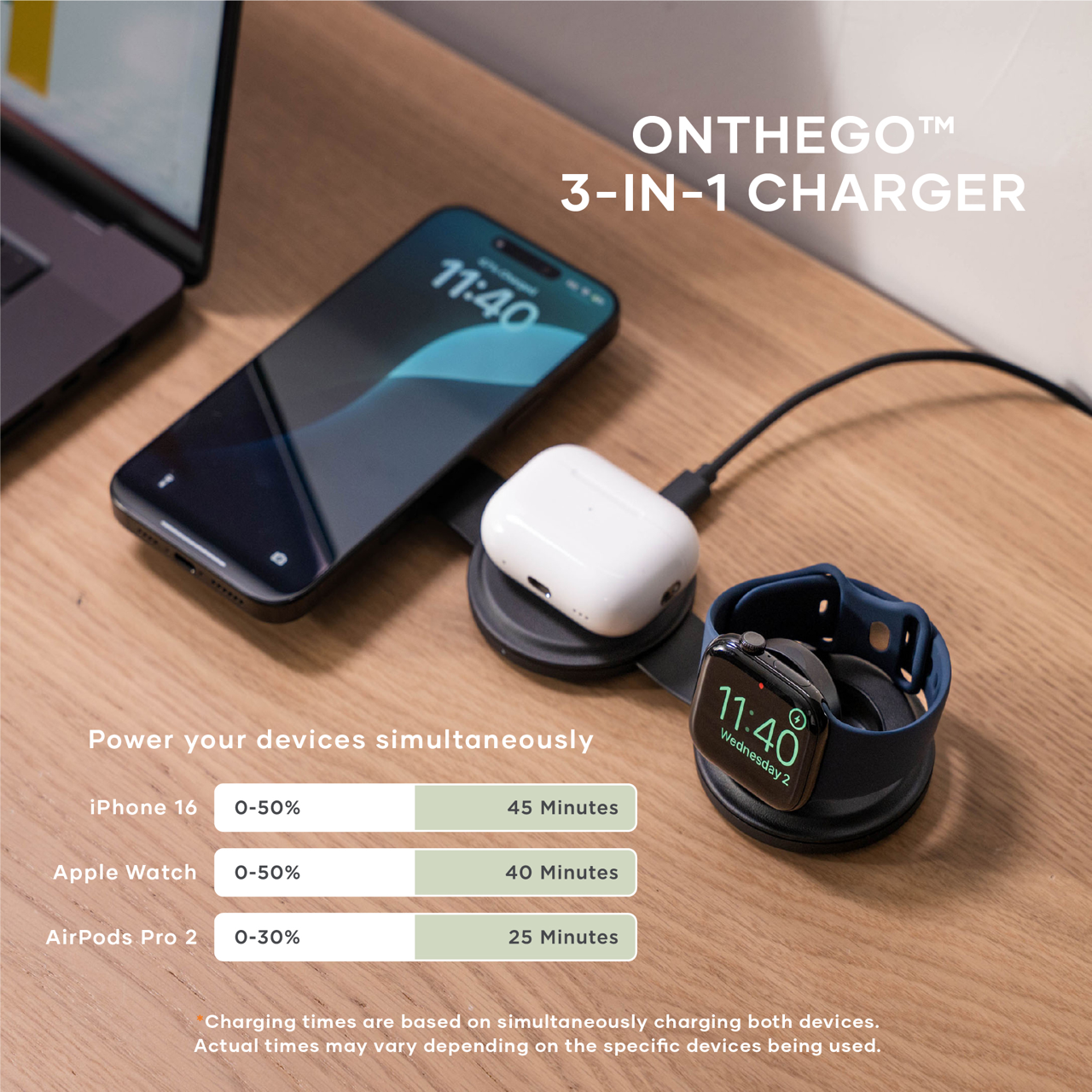 Satechi OntheGo 3-in-1 Wireless Charger - Black