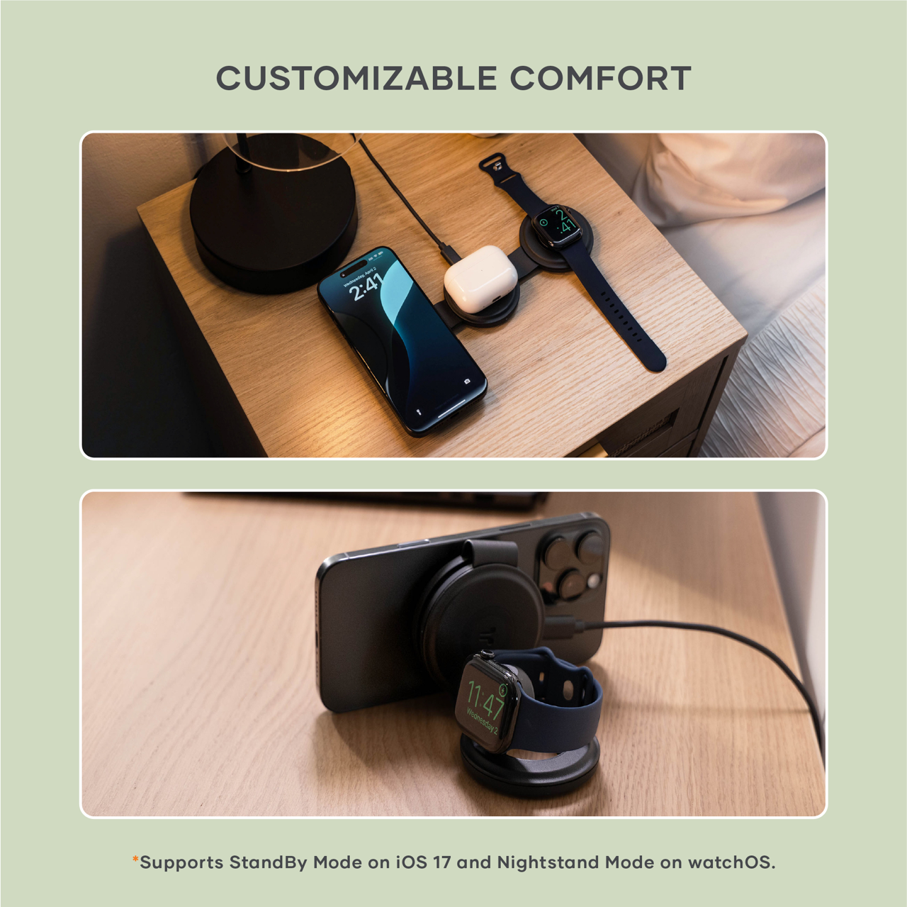 Satechi OntheGo 3-in-1 Wireless Charger - Black