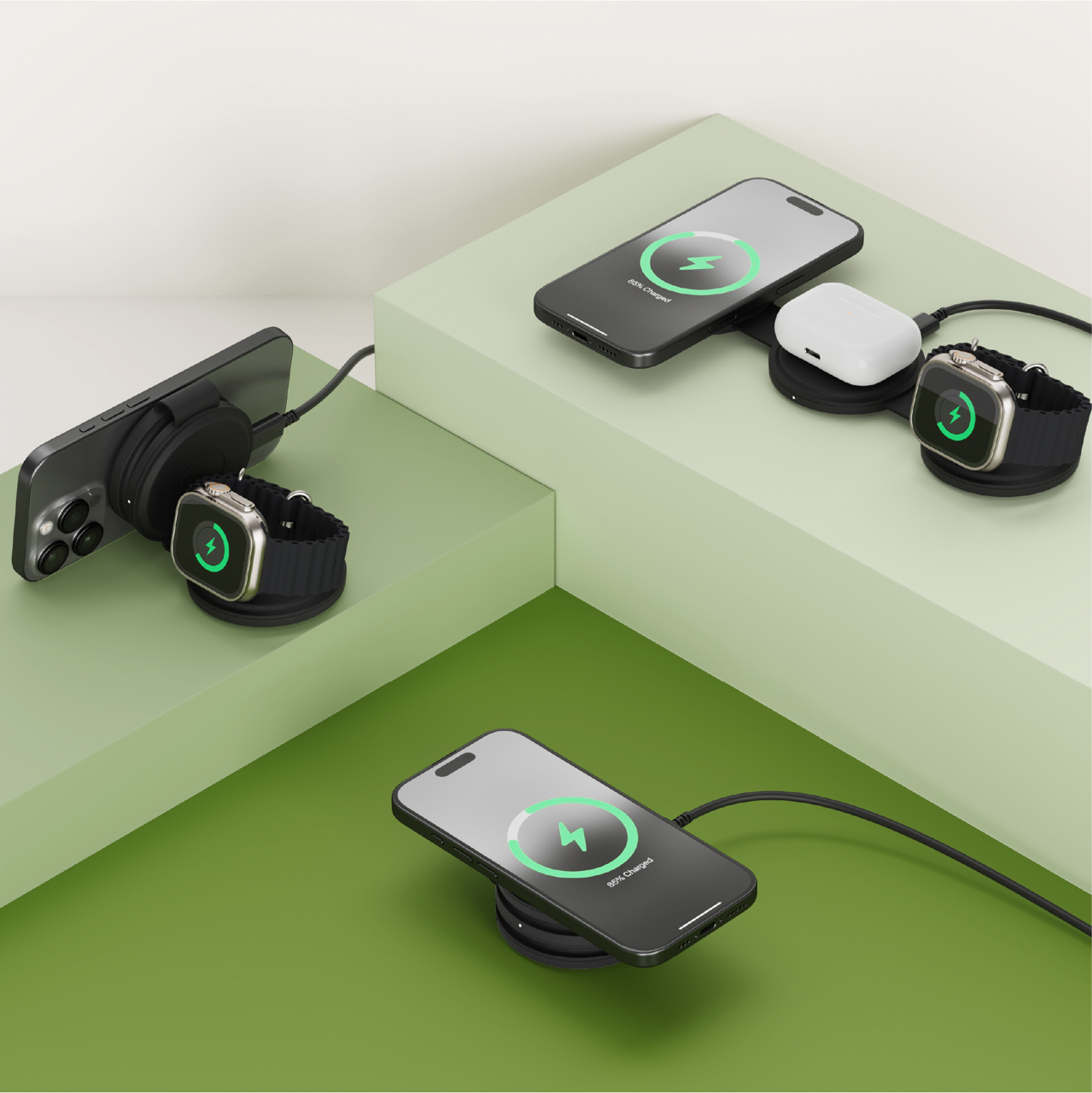 Satechi OntheGo 3-in-1 Wireless Charger - Black