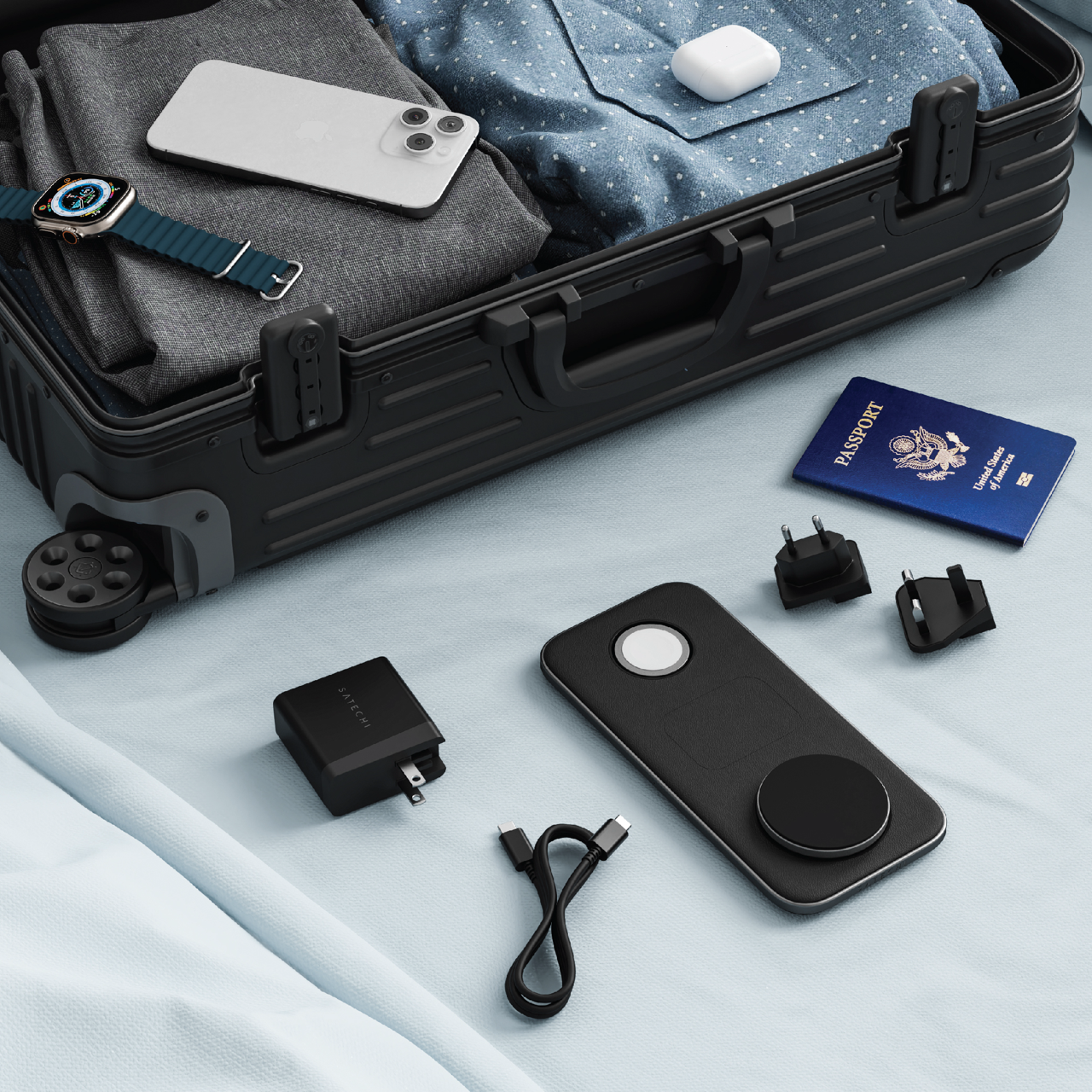 Satechi Qi2 Trio Wireless Charging Pad - with EU, UK & US plugs