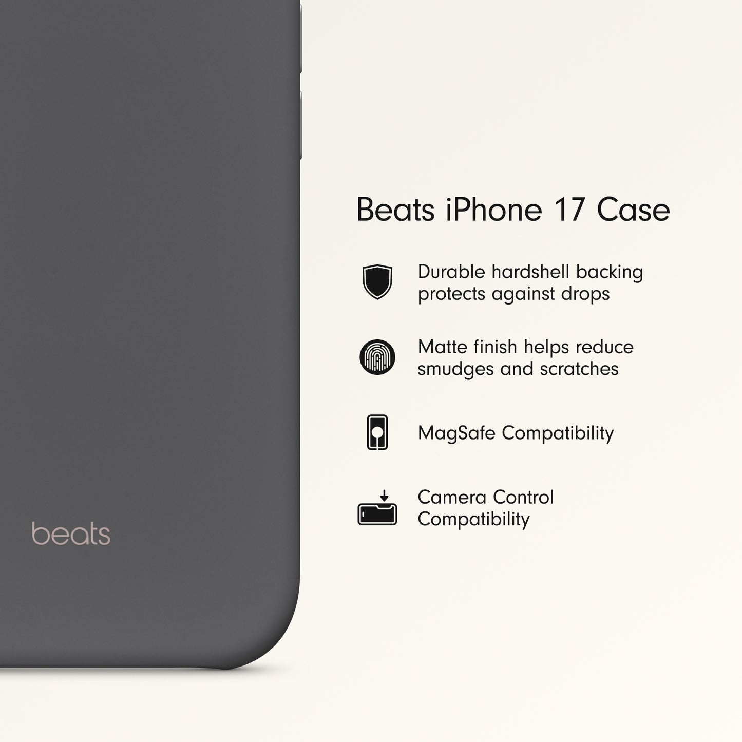 Beats iPhone 17 Case with MagSafe and Camera Control — Granite Gray