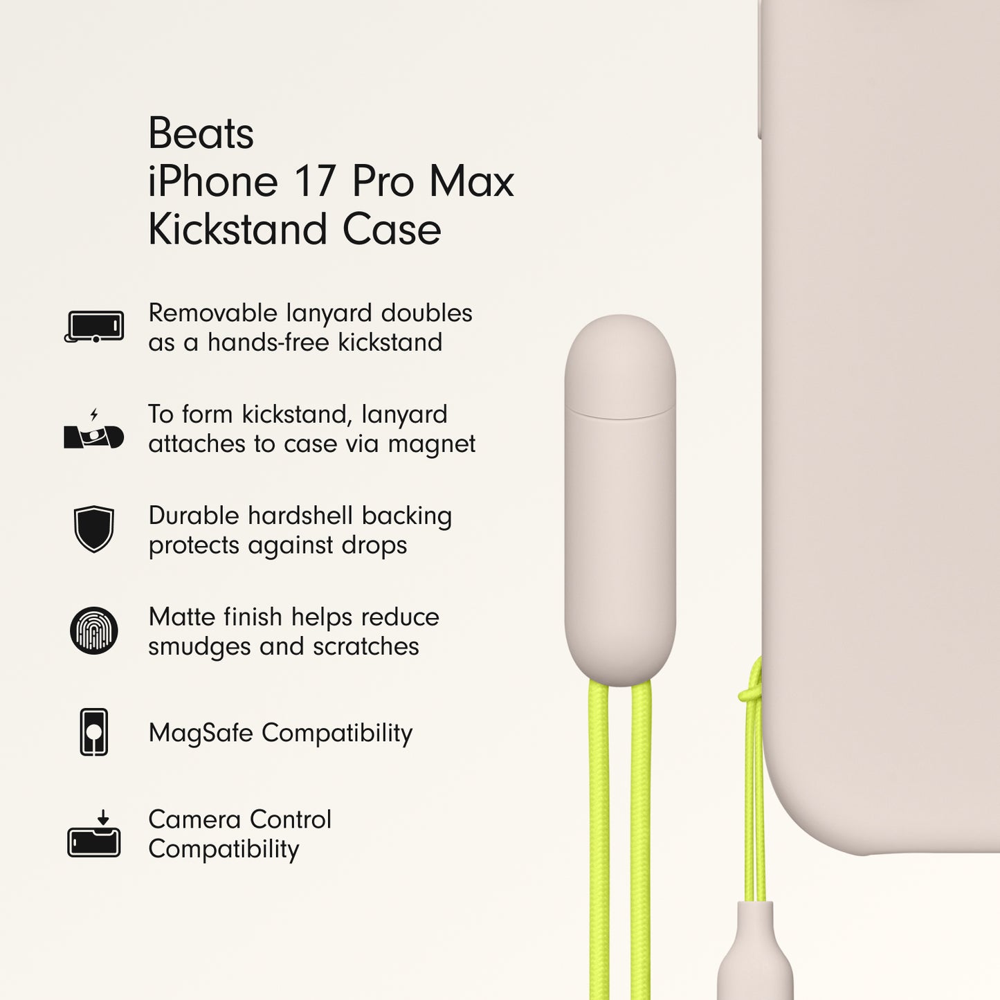 Beats iPhone 17 Pro Max Kickstand Case with MagSafe and Camera Control - Lime Stone