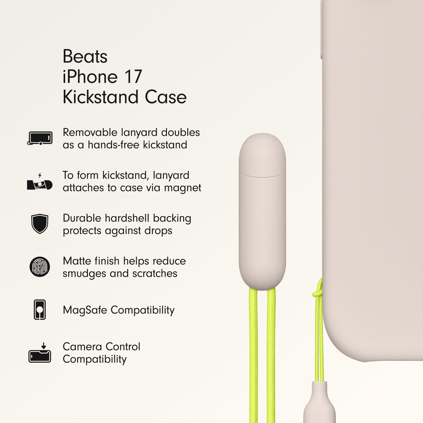 Beats iPhone 17 Kickstand Case with MagSafe and Camera Control - Lime Stone