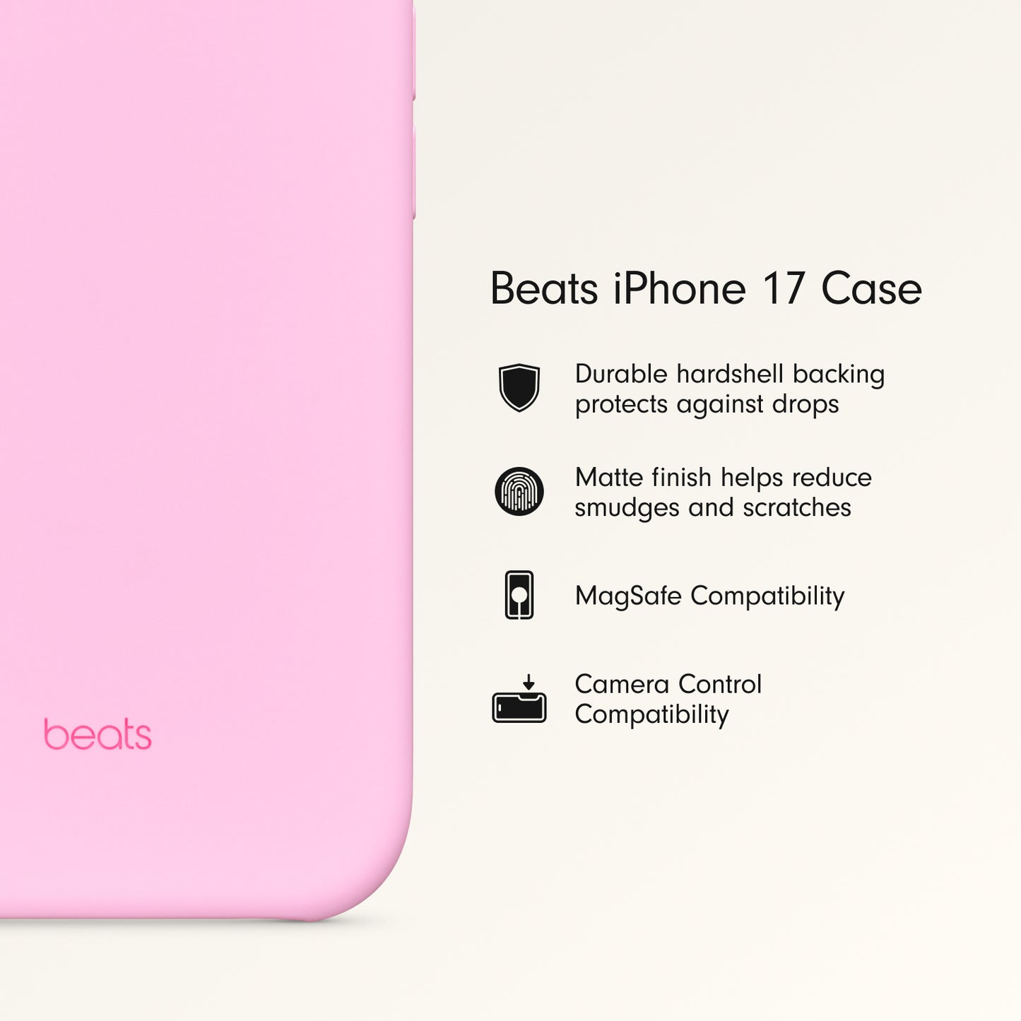Beats iPhone 17 Case with MagSafe and Camera Control — Pebble Pink