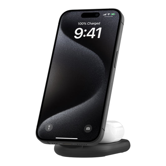 Belkin BOOST↑CHARGE™ 2-in-1 Qi2 15W Magnetic Foldable Wireless Charging Stand - Black