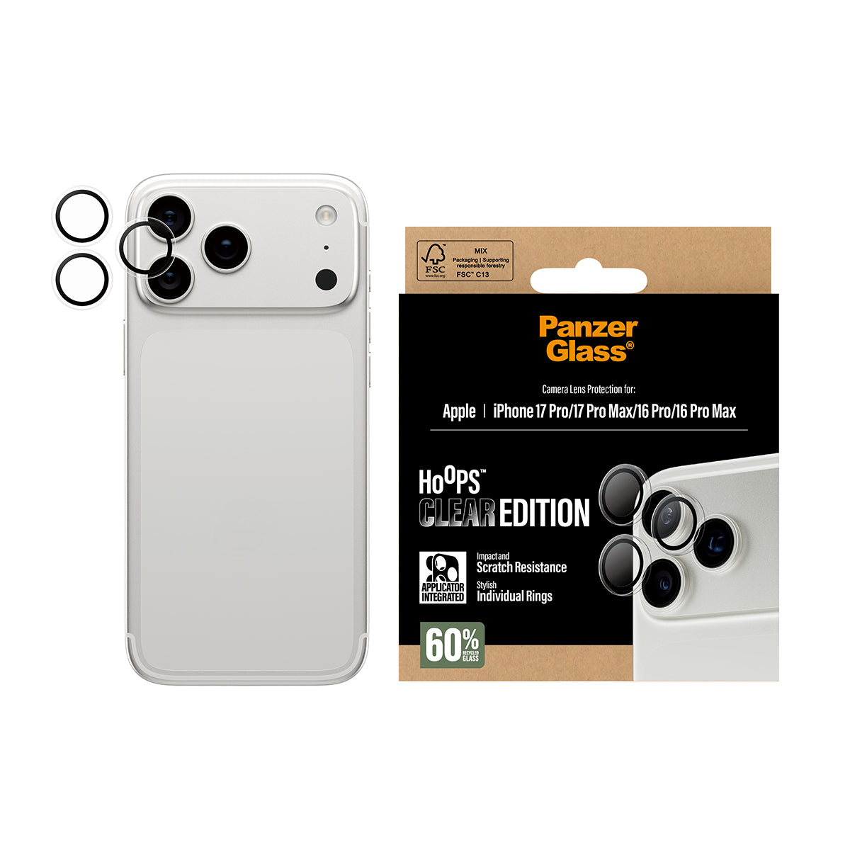 PanzerGlass Hoops Transparent Camera Lens Protector for iPhone 17 Pro | iPhone 17 Pro Max