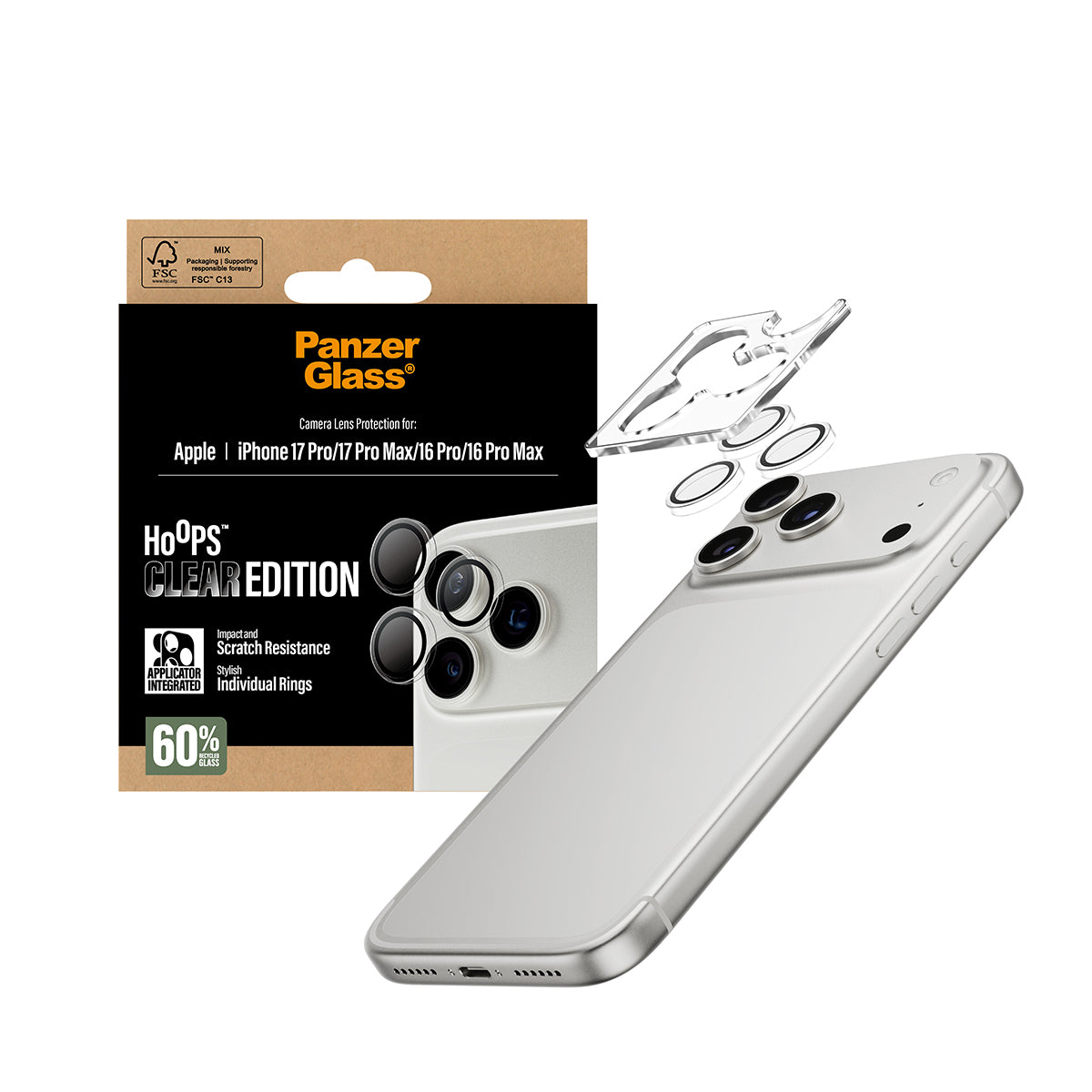 PanzerGlass Hoops Transparent Camera Lens Protector for iPhone 17 Pro | iPhone 17 Pro Max