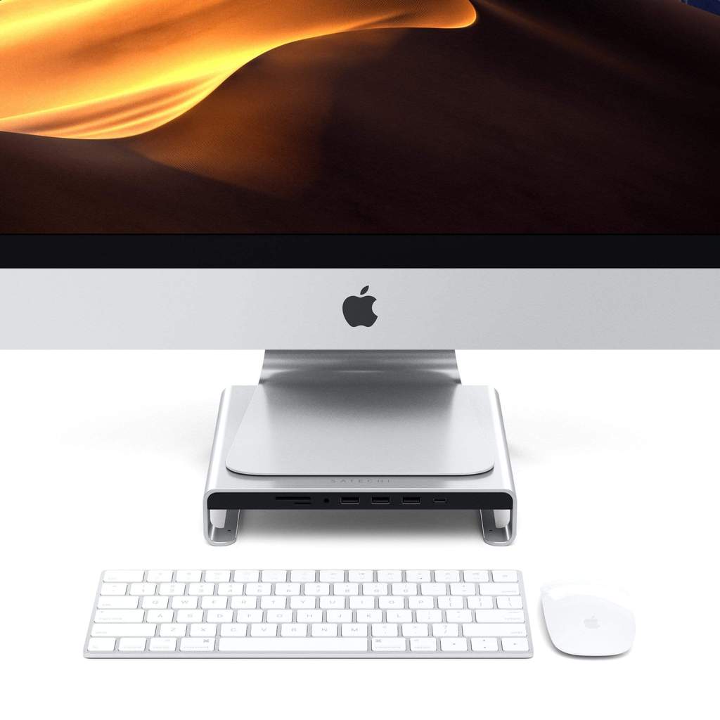 Satechi USB-C Aluminum Monitor Stand & Hub for iMac - Silver