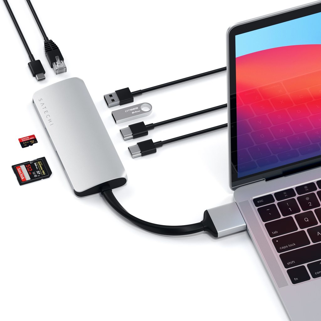 Satechi USB-C Dual Multimedia Adapter - Silver