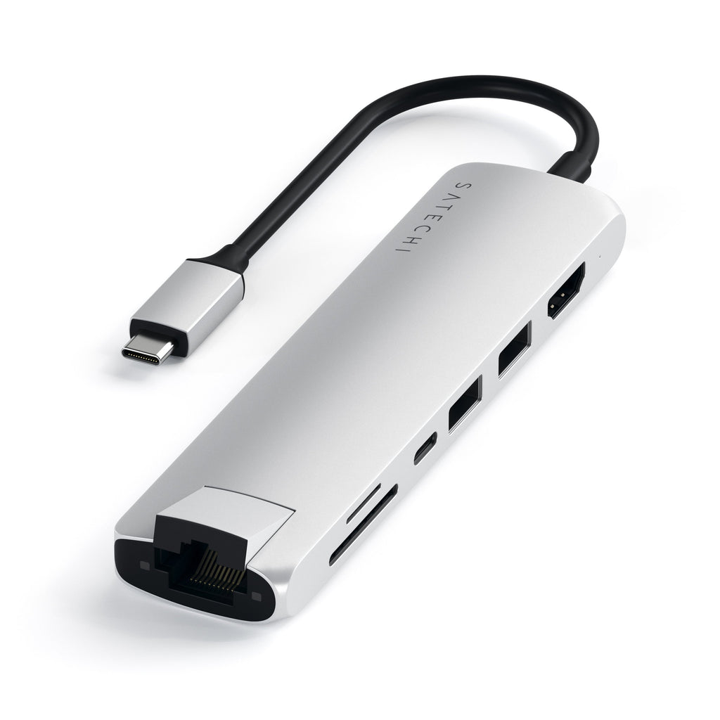 Satechi USB-C Slim Multi-Port Adapter with Ethernet - Silver