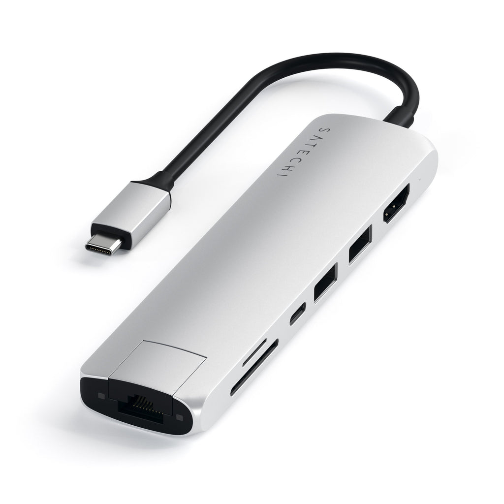 Satechi USB-C Slim Multi-Port Adapter with Ethernet - Silver