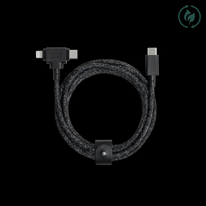 Native Union Belt Cable Duo 2in1, USB C TO USB-C & LIGHTNING,  1.5M, Cosmos