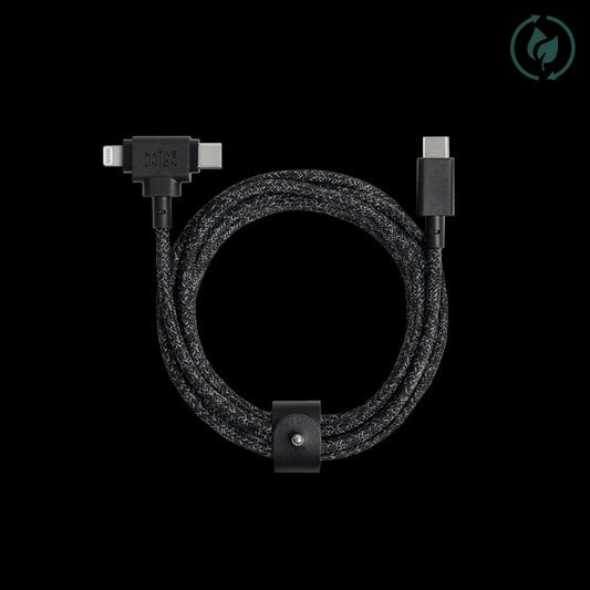 Native Union Belt Cable Duo 2in1, USB C TO USB-C & LIGHTNING,  1.5M, Cosmos