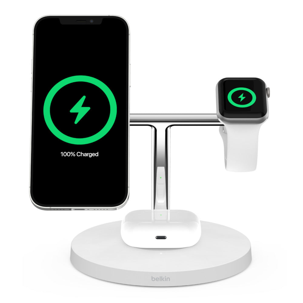 Belkin BOOST↑CHARGE™ PRO 3-in-1 Wireless Charger with MagSafe - White