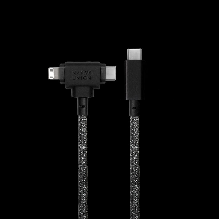 Native Union Belt Cable Duo 2in1, USB C TO USB-C & LIGHTNING,  1.5M, Cosmos