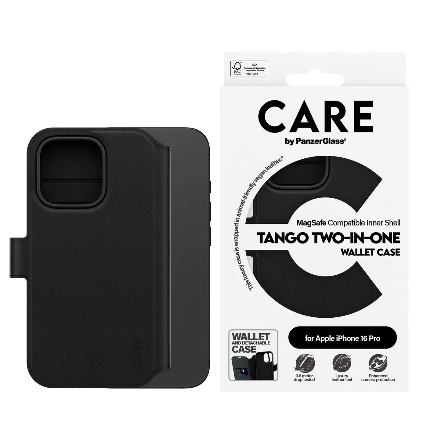 CARE by PanzerGlass Feature Case Tango Two-in-One Wallet Case iPhone 16 Pro