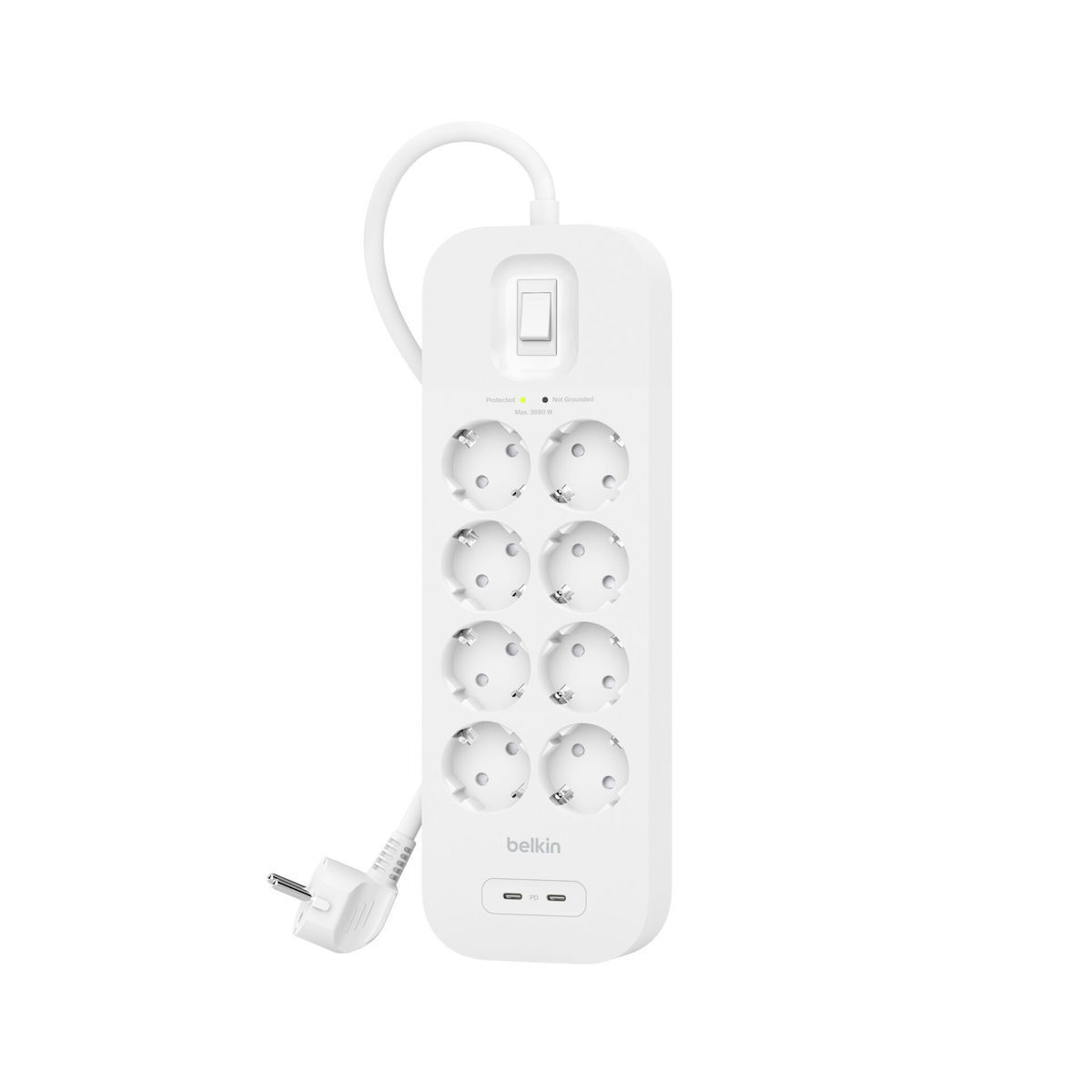 Belkin Surge with 8 Sockets 900J, 30W, Dual Usb-C