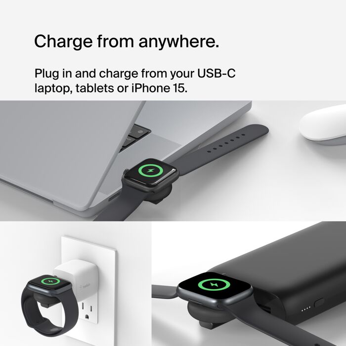 Belkin BoostCharge USB-C Apple Watch Charger, Black