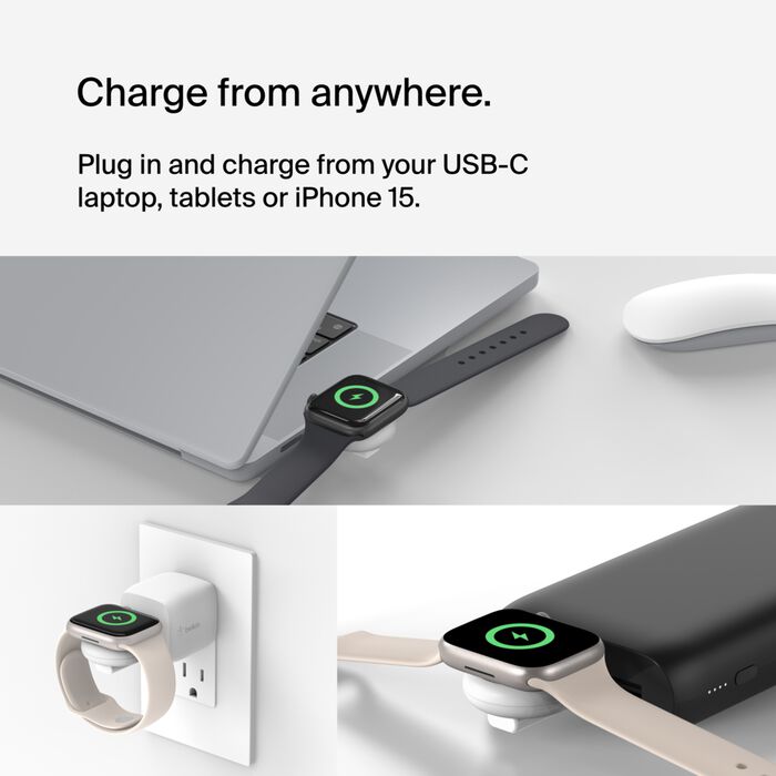 Belkin BoostCharge USB-C Apple Watch Charger, White