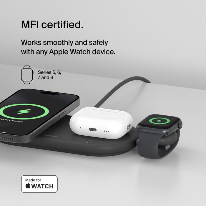 Belkin BoostCharge USB-C Apple Watch Charger, Black