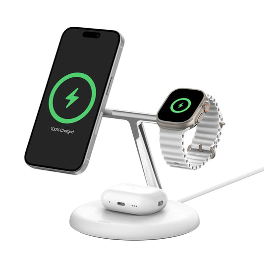 Belkin BOOST↑CHARGE™ PRO 3-in-1 Wireless Charger with MagSafe  Qi 2 - White