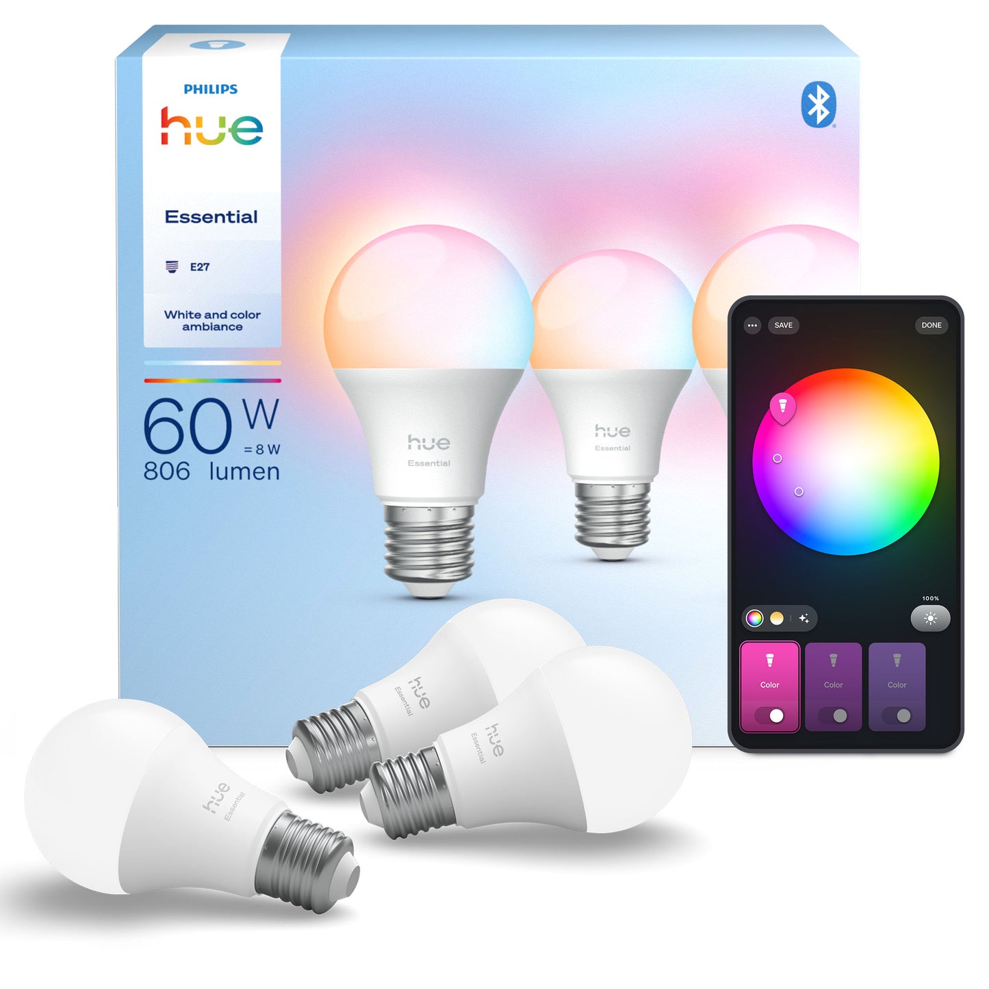 Philips Hue E WCA 806 A60 - E27 - 3pack