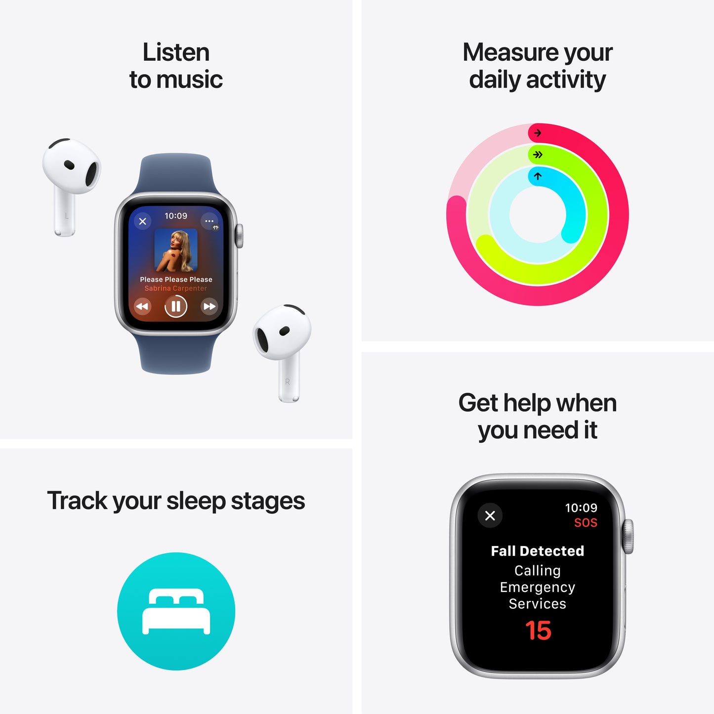 Apple Watch SE GPS 40mm Silver Aluminum Case with Blue Cloud Sport Loop