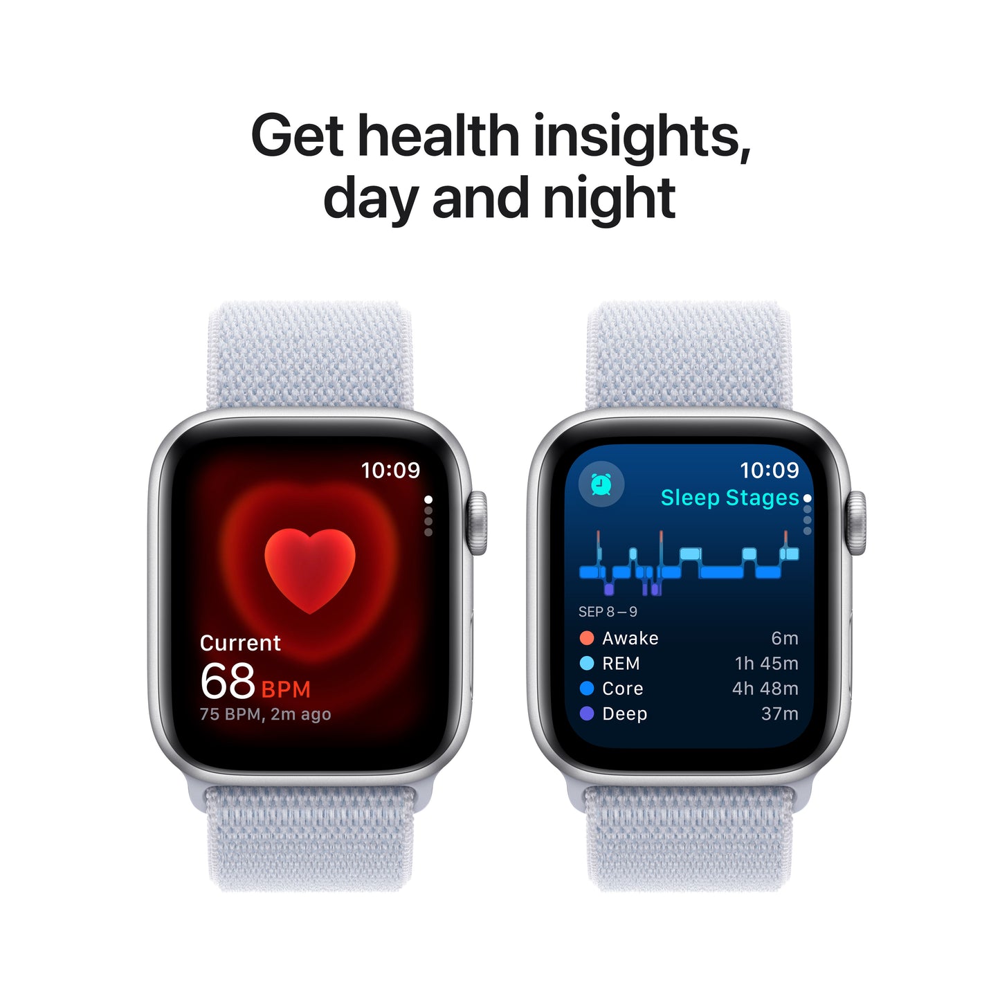 Apple Watch SE GPS 40mm Silver Aluminum Case with Blue Cloud Sport Loop