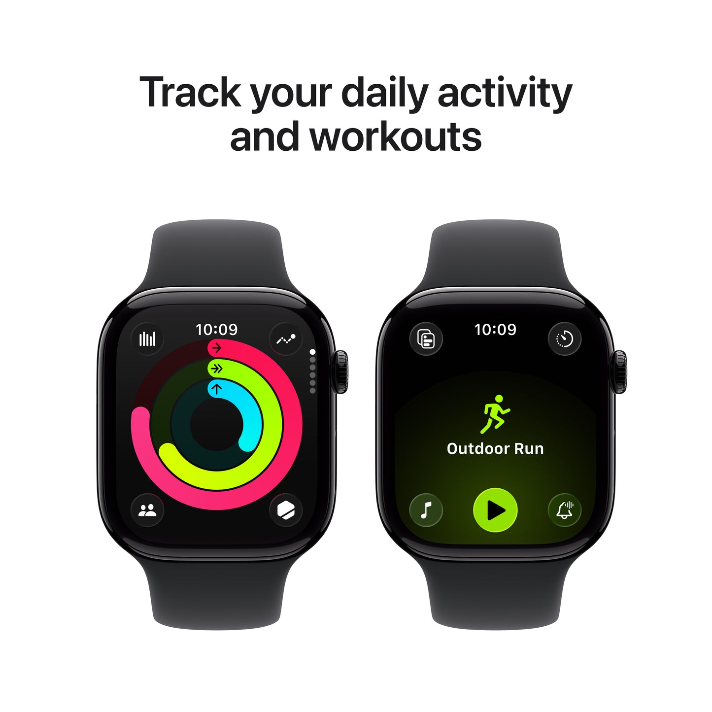 Apple Watch Series 11 GPS 42mm Jet Black Aluminium Case with Black Sport Band - M/L