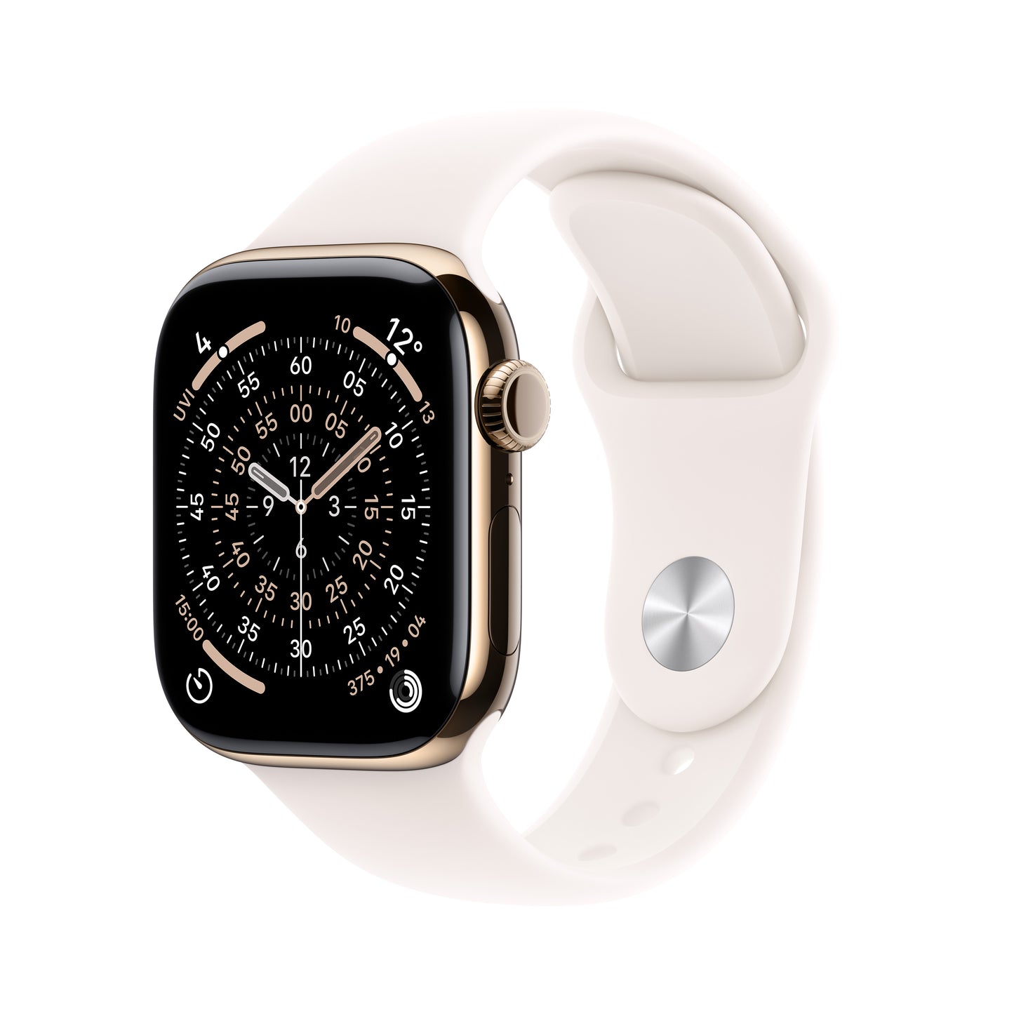 Apple Watch Series 11 GPS + Cellular 42mm Gold Titanium Case with Light Blush Sport Band - S/M