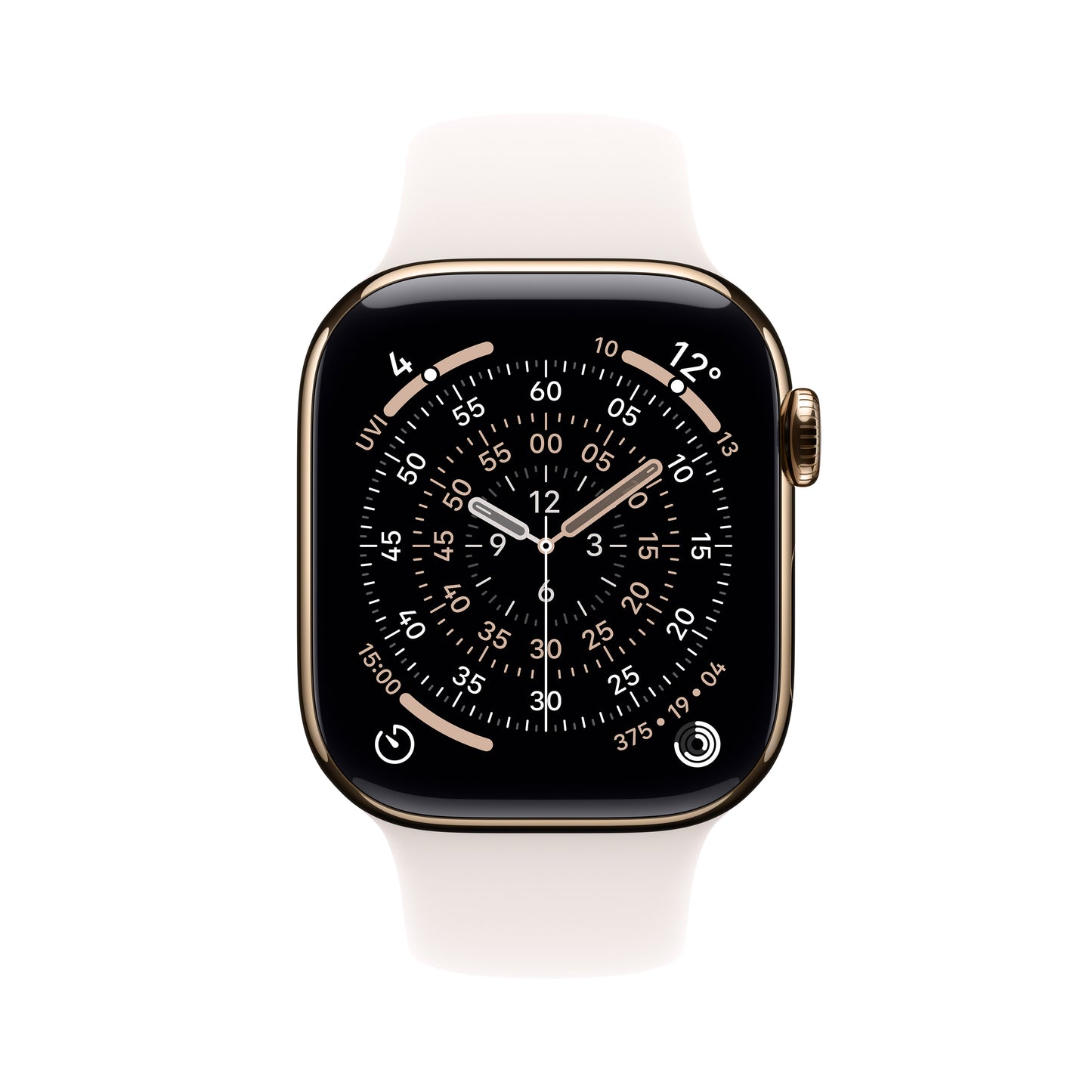 Apple Watch Series 11 GPS + Cellular 42mm Gold Titanium Case with Light Blush Sport Band - M/L