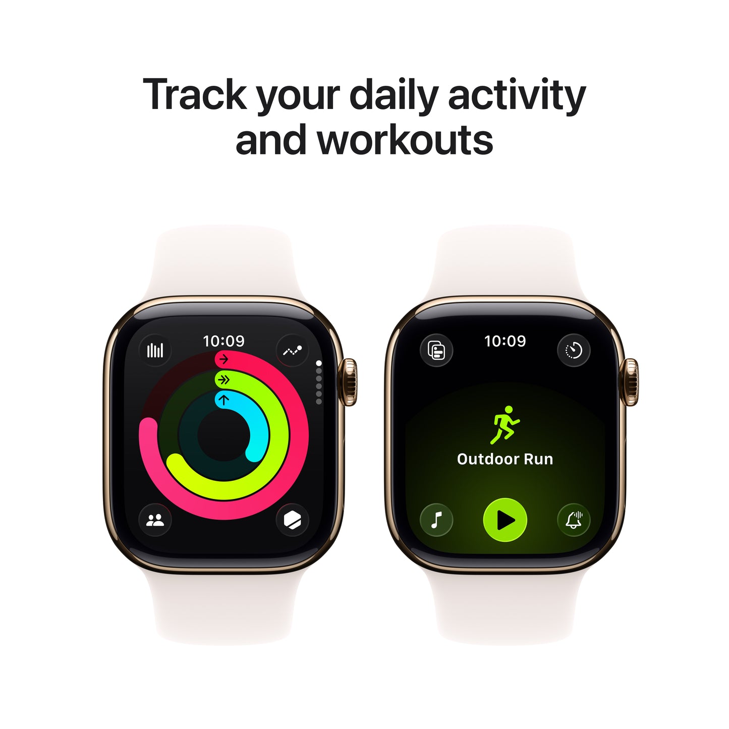 Apple Watch Series 11 GPS + Cellular 42mm Gold Titanium Case with Light Blush Sport Band - M/L