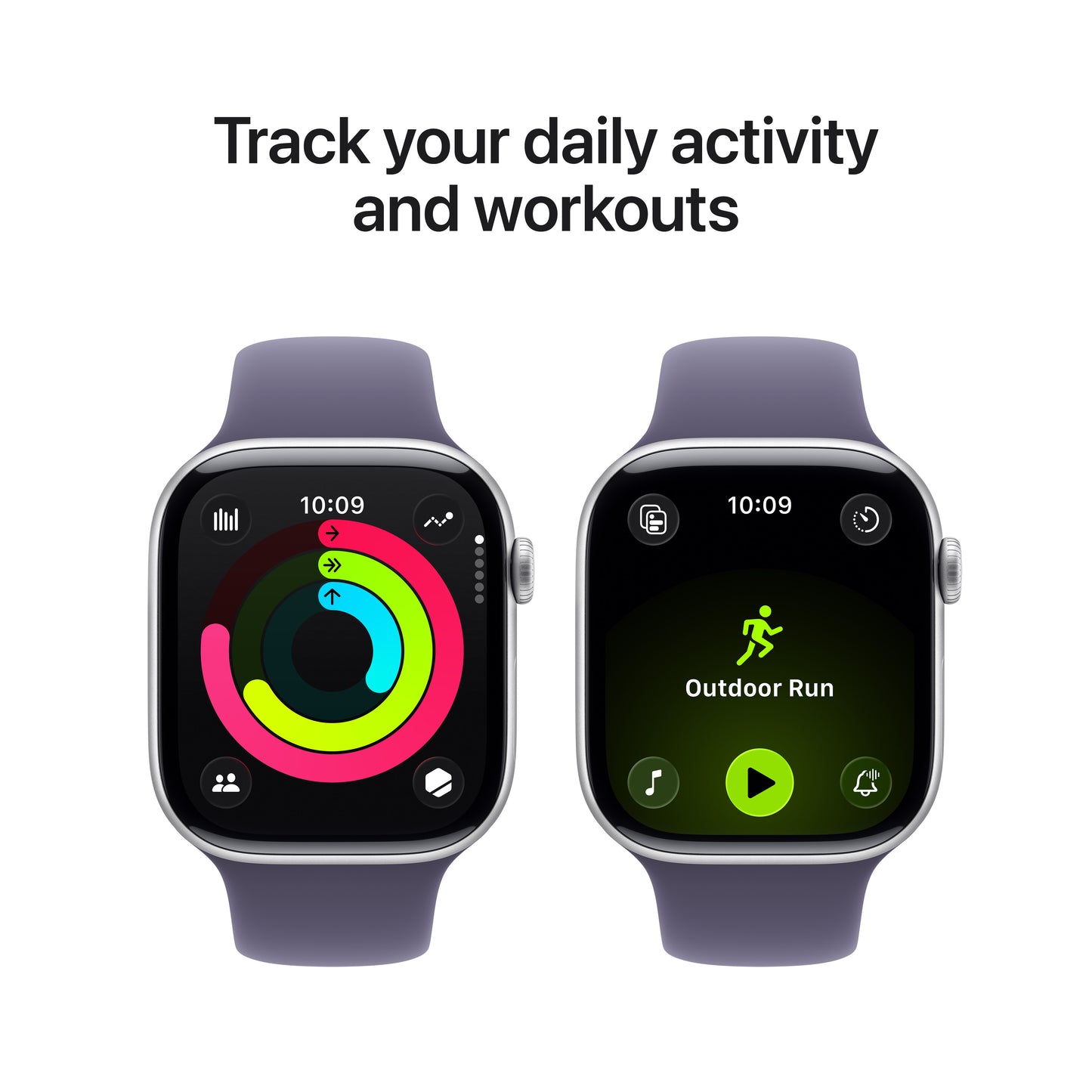 Apple Watch Series 11 GPS + Cellular 42mm Silver Aluminium Case with Purple Fog Sport Band - S/M