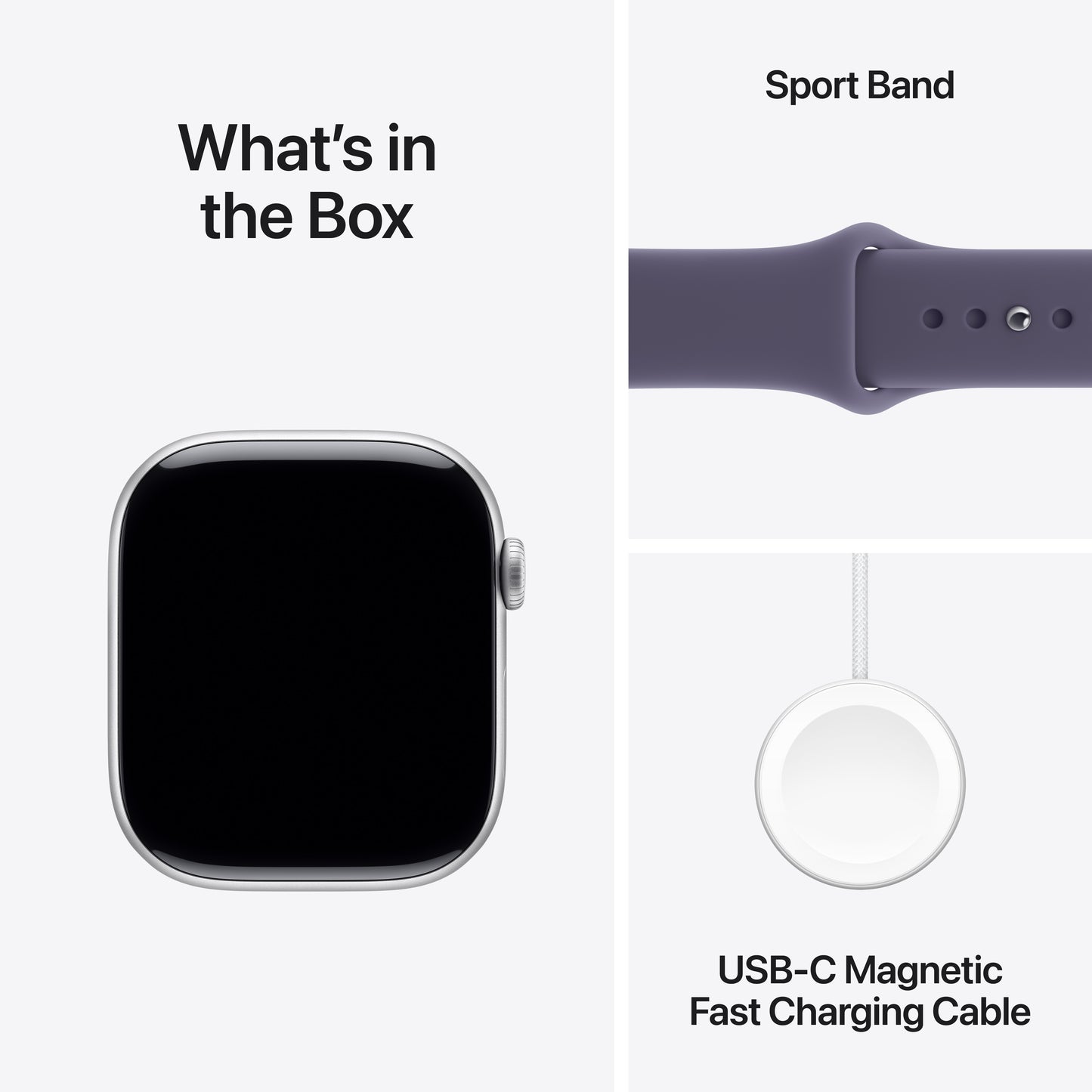 Apple Watch Series 11 GPS + Cellular 42mm Silver Aluminium Case with Purple Fog Sport Band - S/M