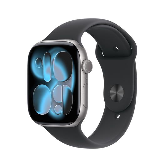 Apple Watch Series 11 GPS + Cellular 42mm Space Grey Aluminium Case with Black Sport Band - S/M