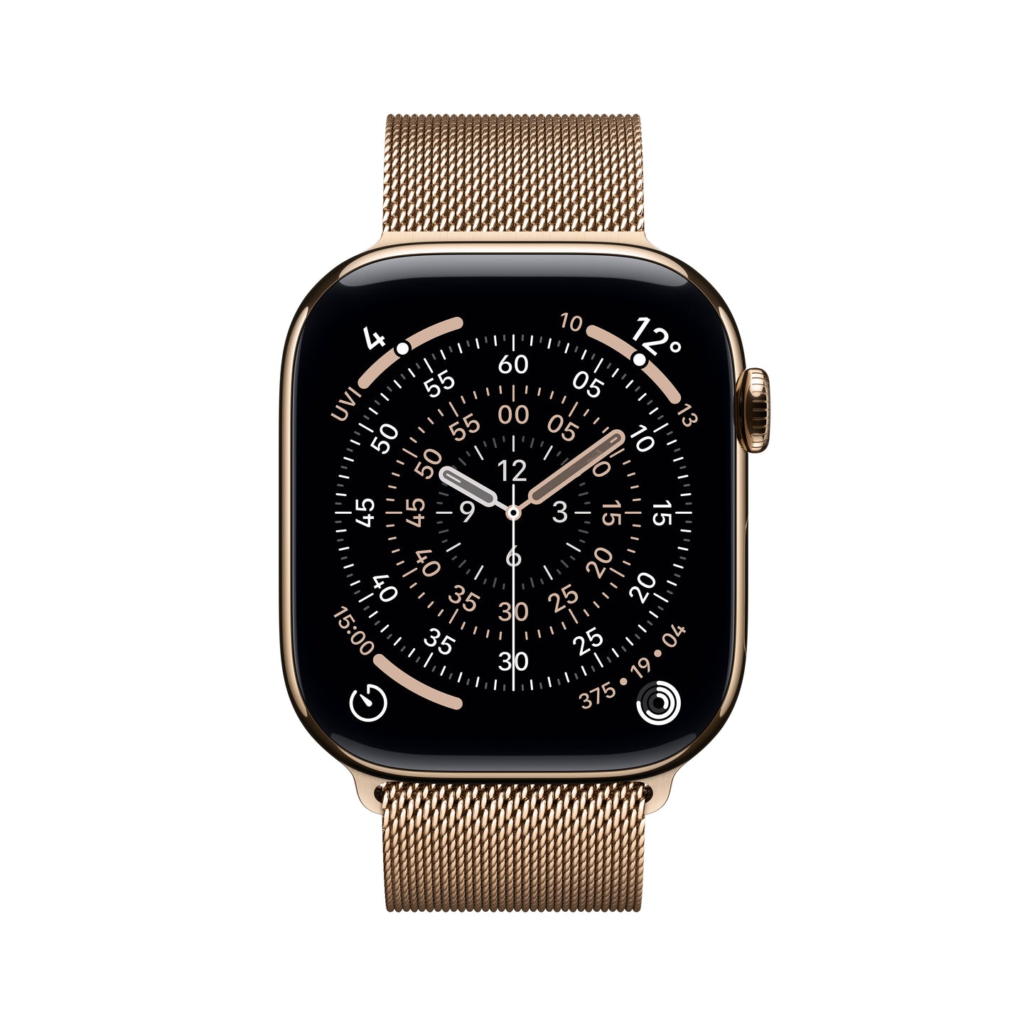 Apple Watch Series 11 GPS + Cellular 46mm Gold Titanium Case with Gold Milanese Loop - S/M
