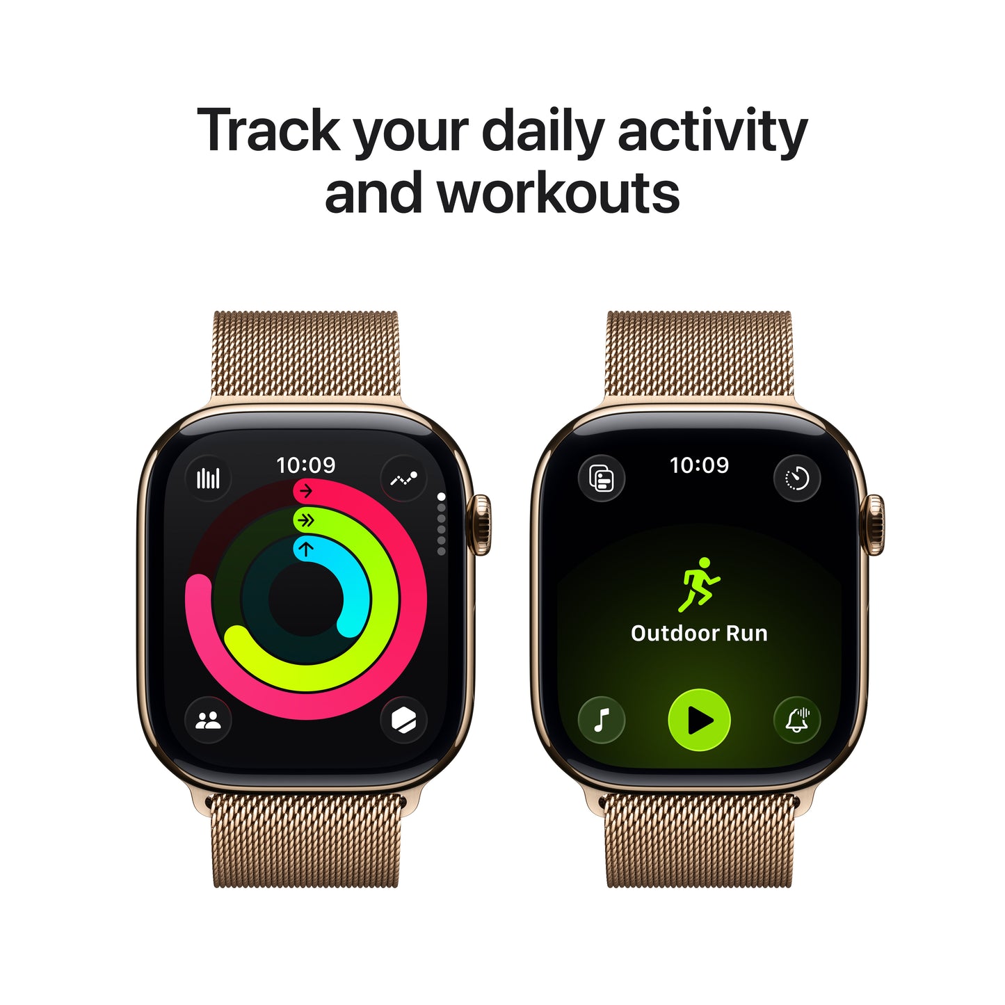 Apple Watch Series 11 GPS + Cellular 46mm Gold Titanium Case with Gold Milanese Loop - M/L